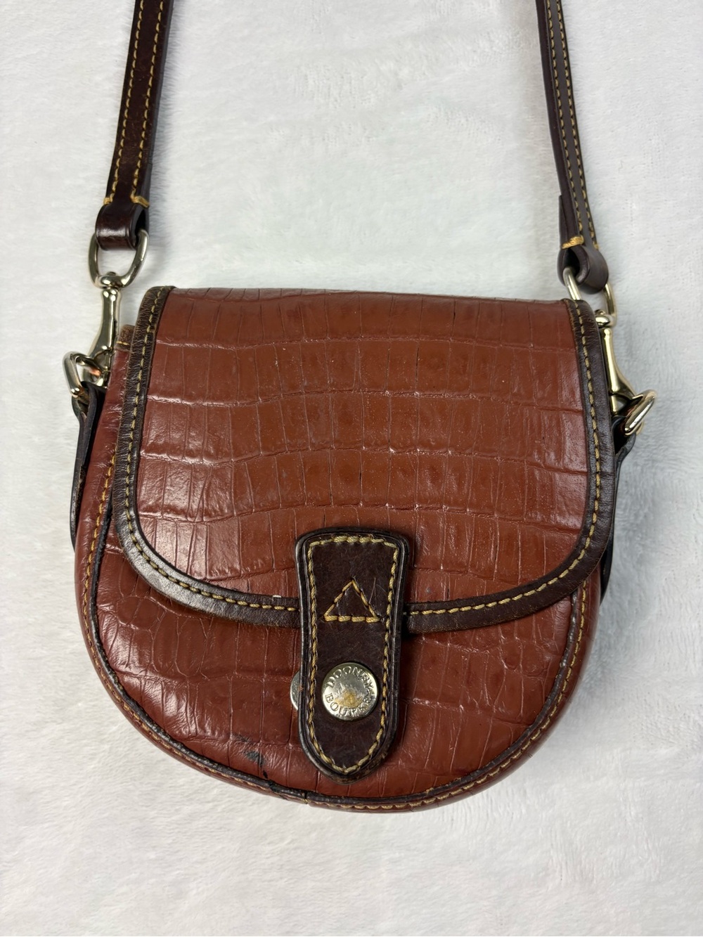 Dooney & Bourke Brown Croc-Embossed Leather Crossbody